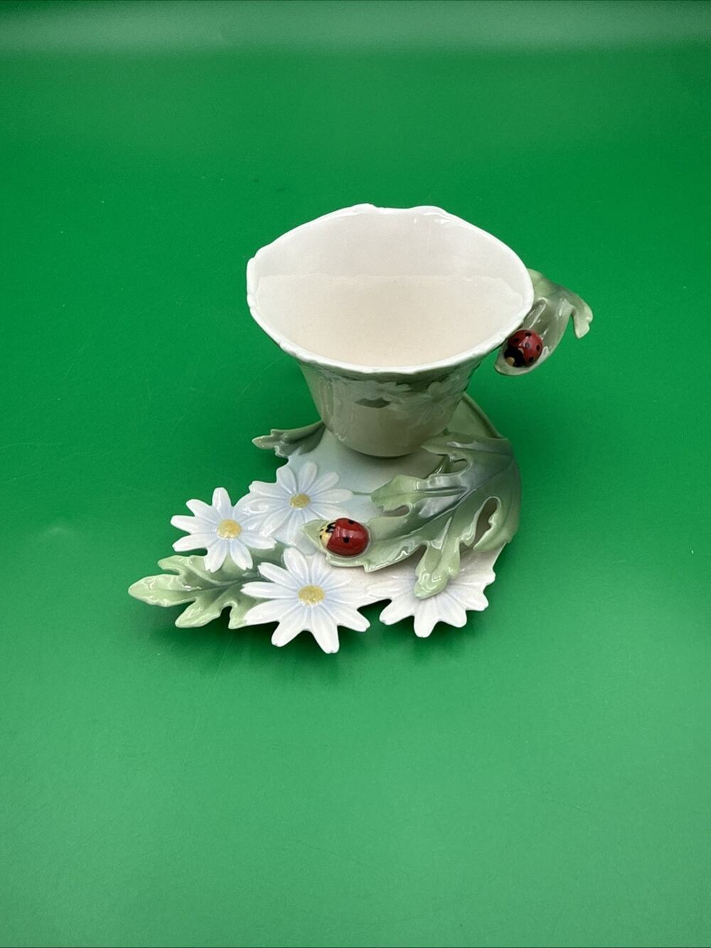 Franz Hand-painted Porcelain Ladybug Cup and Saucer NO Spoon